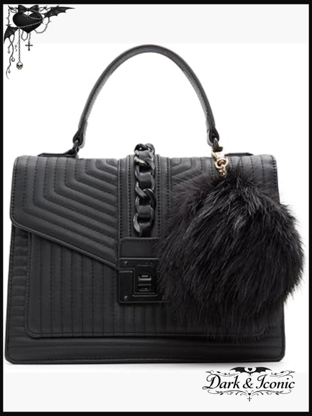 Top Handle Handbag with Twist Lock Closure